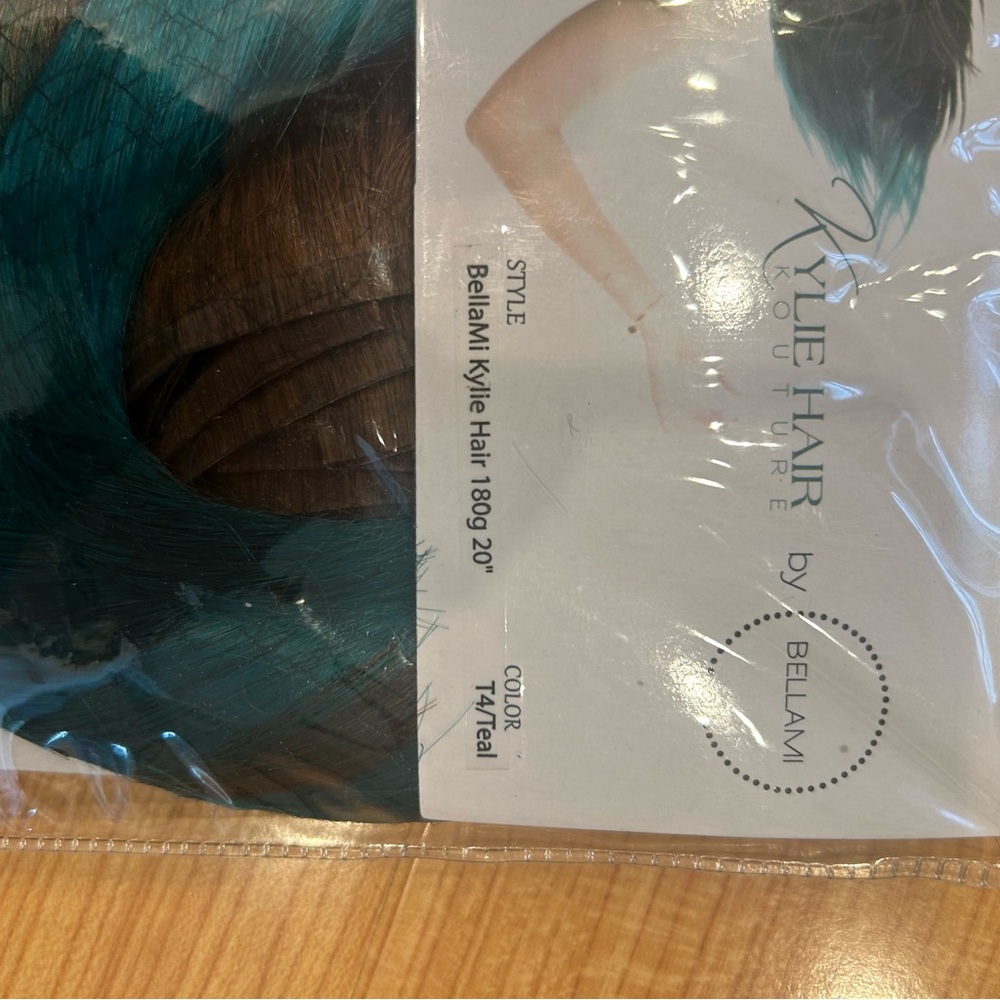 BELLAMI Kylie Hair Kouture #4 Chocolate Brown/ Teal Clip-In Hair Extensions - Picture 3 of 4